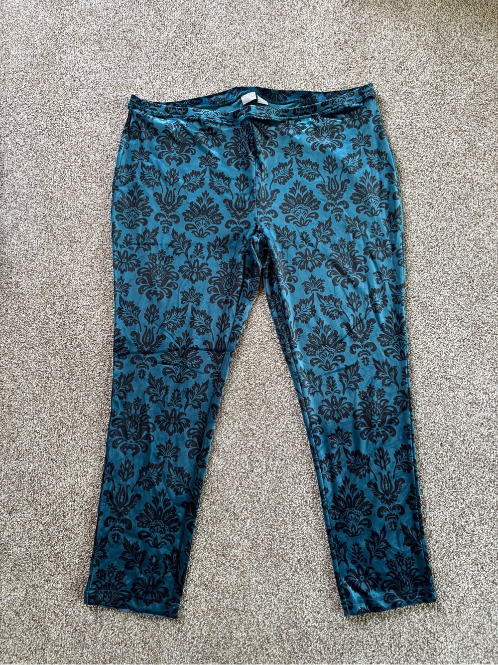 *NEW* Chico’s Zenergy Velour Teal Leggings Pant - Size: 20/22 - Picture 2 of 5